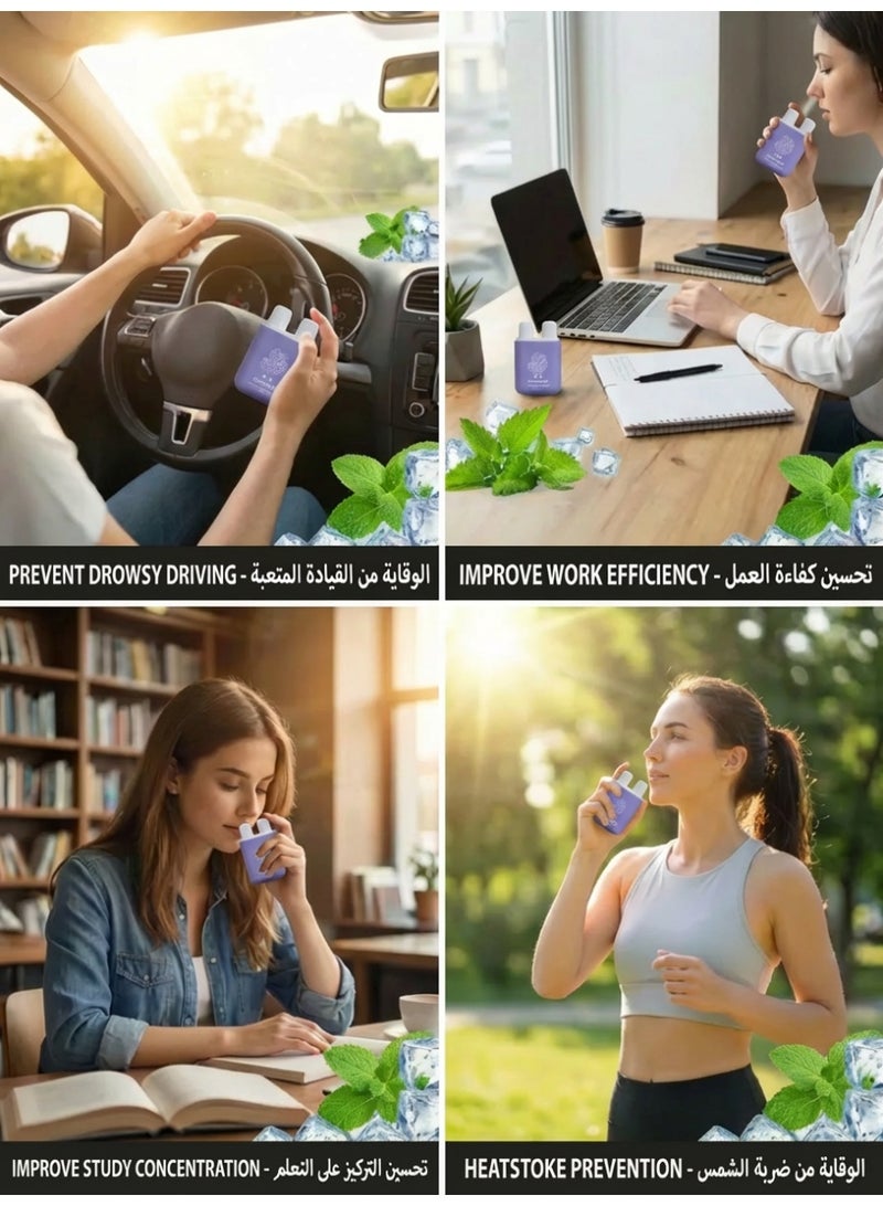 عصي استنشاق الأنف العطرية المحمولة 1 قطعة - منثول منعش قوي | تصميم ثنائي الفوهات بدون إضافات | يخفف من انسداد الأنف ويزيد من التركيز واليقظة | قابل لإعادة الاستخدام للقيادة والدراسة وتخفيف البرد - Image 4